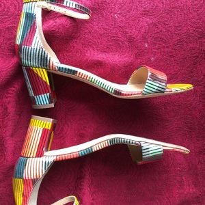 Like New Block Heel Sandals- blue, yellow, red, teal, pink,black- Vaneli- Size 8